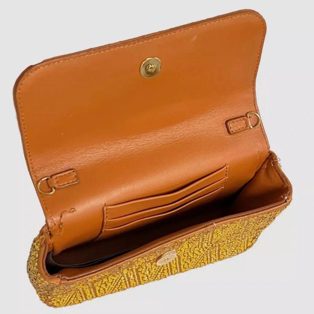 Versace Women's Gold Virtus Mini Embellished V Logo Shoulder Bag Clutch Sac